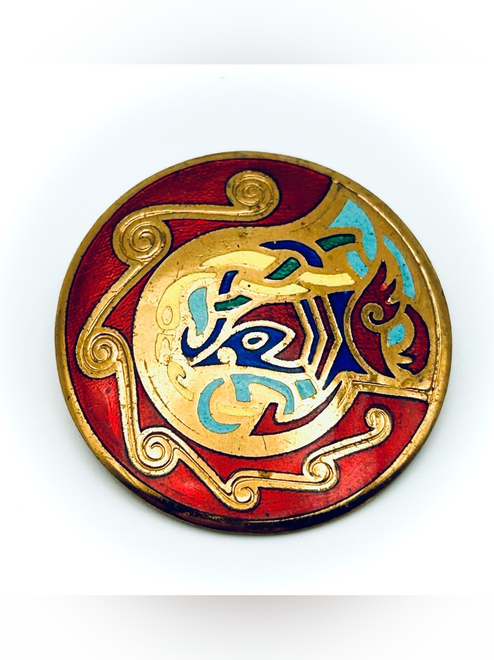 Vintage Irish Tara Ware of Dublin Celtic Knot Enamel Bird Brooch
